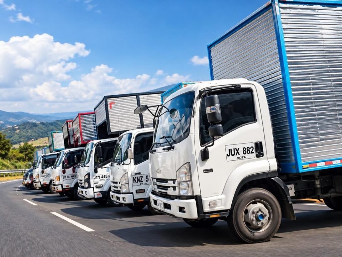 Flota de camiones de Consolidamos en carretera para mudanzas nacionales